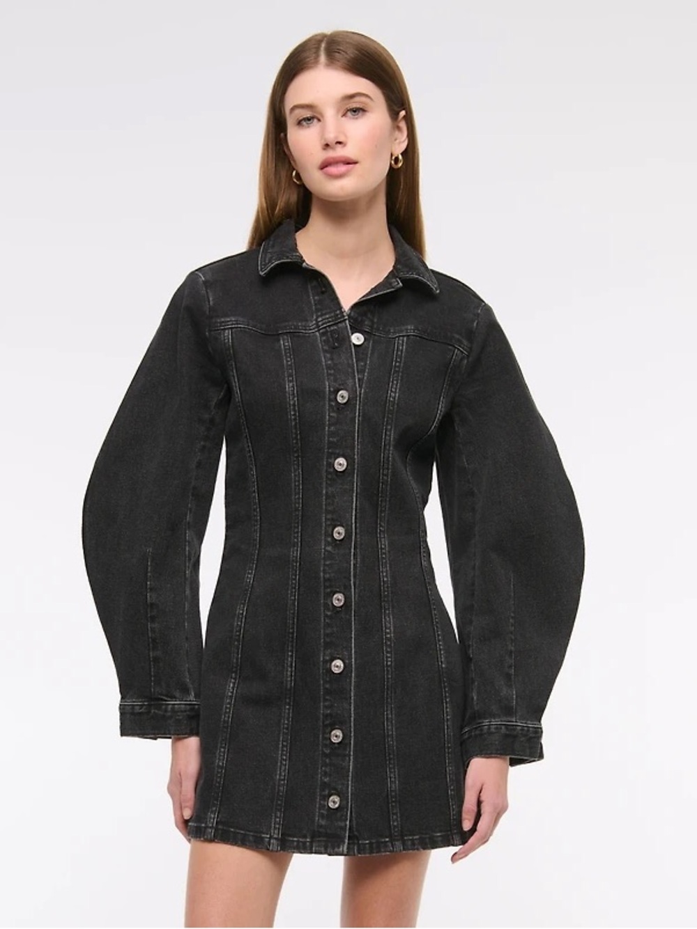 Abercrombie & Fitch Barrel Sleeve Black Denim Dress Size Small